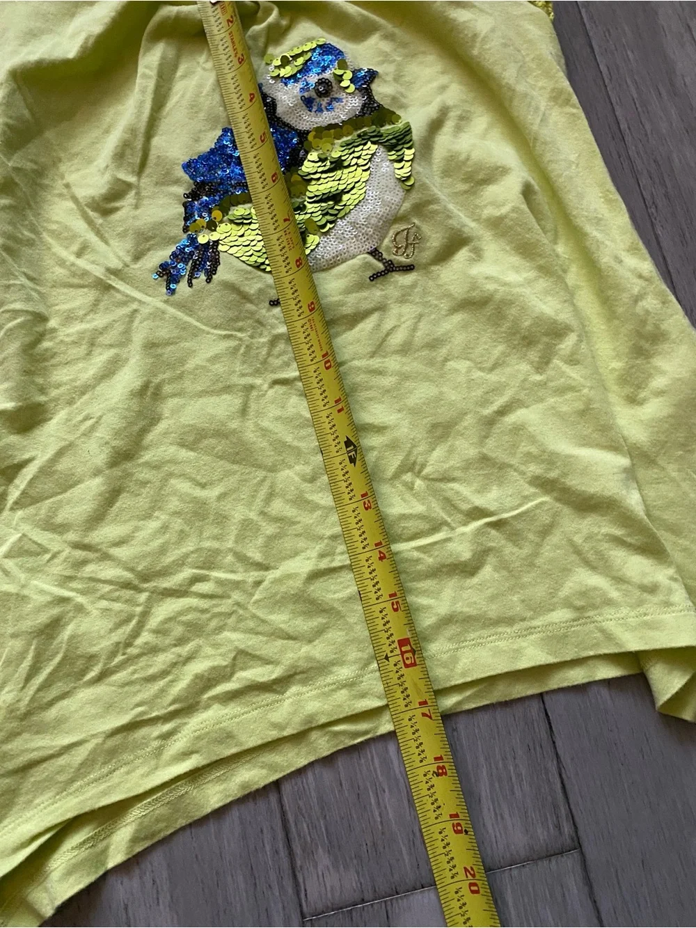 Bright Lime Green Sequin Bird Tank Top